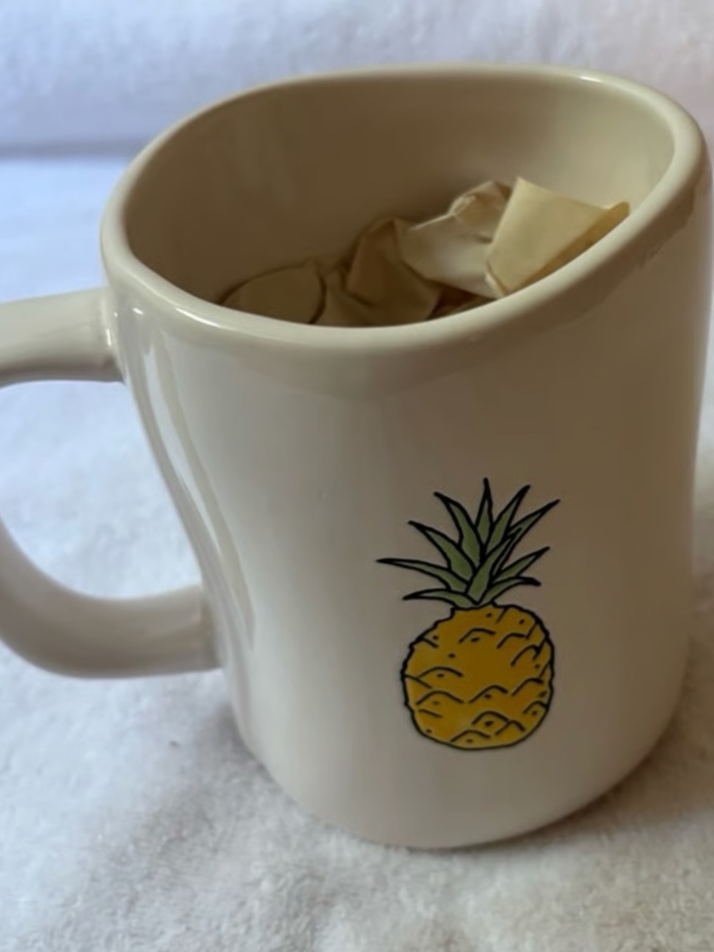 Pineapple Ceramic Mug in Cream with Green Accent - Home Art Glass Art